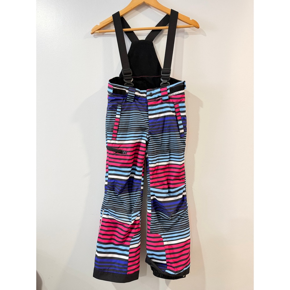 Reima ReimaTec Kids Striped Snow Pants Bibs Waterproof Pink Blue Size 122 7Y